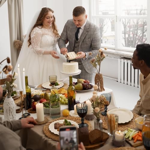 Fall Paper Plates and Napkins Ivory Scalloped Paper Plates Tableware Serves 40,Thanksgiving Party Platter for Boho Baby Shower Wedding Birthday - Image 6