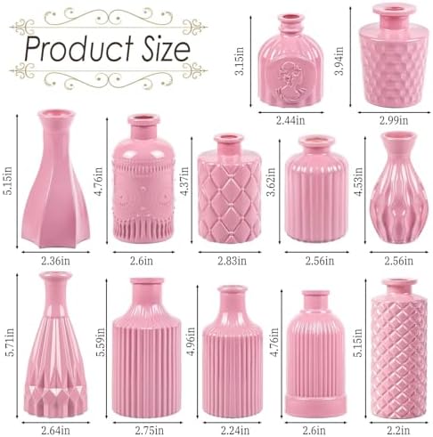 UPBUD Baby Pink Glass Bud Vases Set of 12, Mini Vase for Centerpieces - Image 4