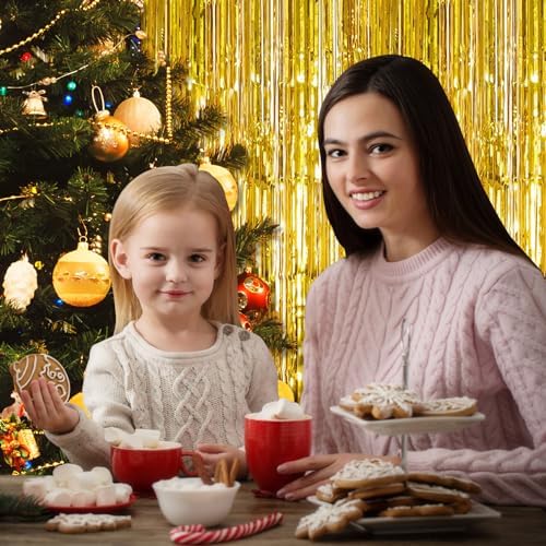 10 Pack Gold Backdrop Curtain 3.2ft x 8.2ft Metallic Tinsel Foil Fringe Curtains Photo Booth Background for Birthday Party Decoration Baby Shower Engagement Wedding Christmas Decoration (Gold) - Image 6