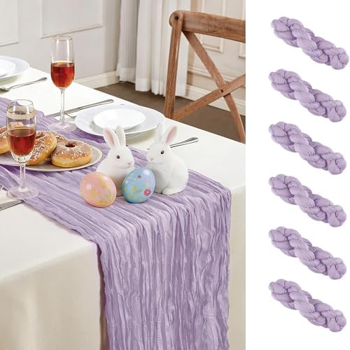 6 Pack Purple Cheesecloth Table Runner 35×120 Inch Boho Gauze Home Decor - Image 2