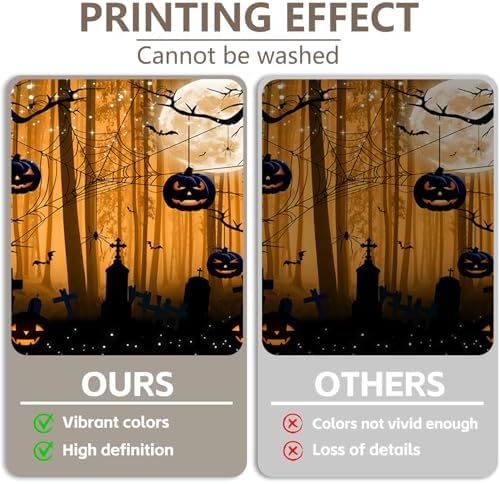 Misty Forest Backdrop Dark Spooky Halloween Eve Full Moon Orange Black Horror Spider Cemetery Hanging Pumpkins Background Photography Studio Photo Booth Props 10x6.5ft - Image 5