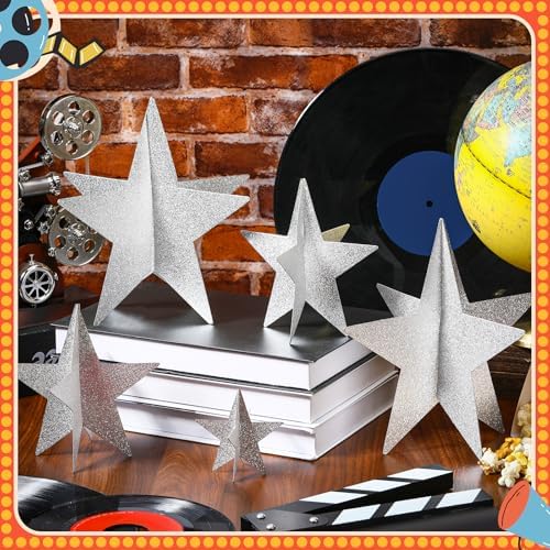 Sinload 45 Piece 3D Silver Star Centerpieces Glitter Theme Party Decorations - Image 3