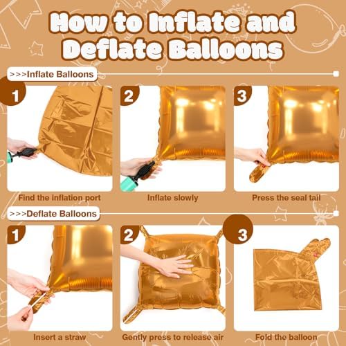 NISOCY 25PCS Brown Square Foil Balloons Wall Backdrop Tunnel Arch Kit - Image 3