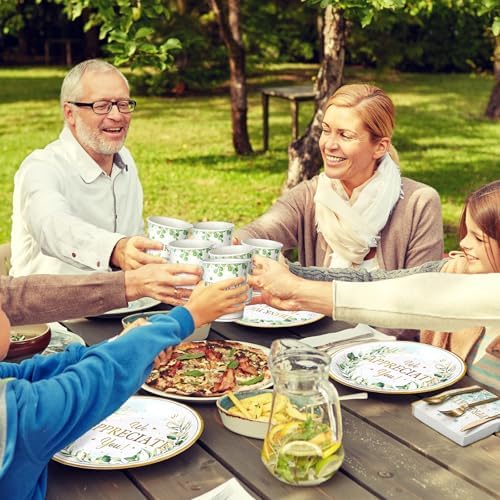 Yungyan 252 Pcs Sage Green Thank You Party Tableware Set Thank You for All You Do We Appreciate You Plates Napkins Cups Cutlery for Employee Teacher Graduation Appreciation Party 36 Guests - Image 4