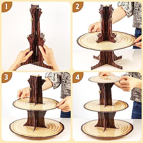 BenLouis Wooden 3Tier Cupcake Stand Birthday Party Decorations - Image 4