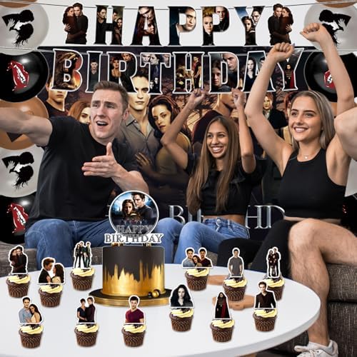 42Pack Saga of Twilight Party Supplies Pack Includes，Banner，Cake Topper，Blackdrop,Balloons for Saga of Twilight party Decoration - Image 4