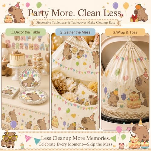 222Pcs Xynic Capybara Birthday Decorations Tableware Set, 25 Serves - Image 4