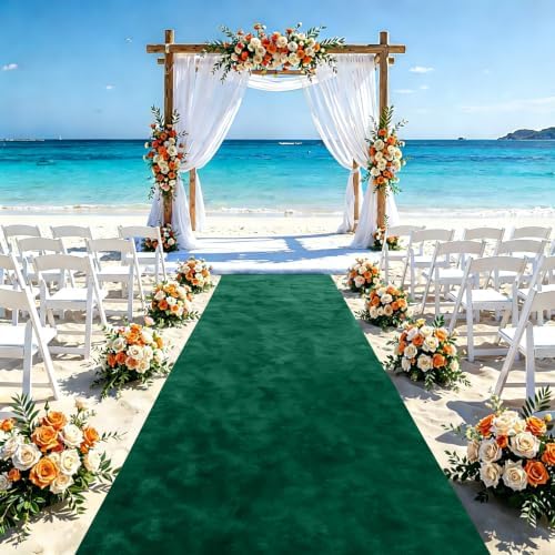 Wedding Decorations Aisle Runner for Wedding Ceremony Emerald Green Aisle Runners 4FTx15FT Bridal Runway Rustic Carpet Runner for Party Wedding Runner Aisle Outdoor for Beach Birthday Reception Decor by FUHSY