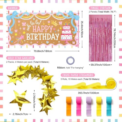Lofaris Fancy Pink Party Decorations Ooh La La Birthday Banner Set - Image 2