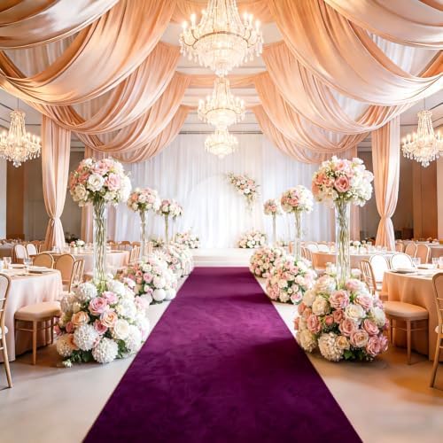 FUHSY Aisle Runner Purple Carpet Runner for Party 4x30 FT Velvet Aisle Runner for Wedding Ceremony Indoor Outdoor Church Runway Carpet Wedding Walkway Runner for Bridal Shower Hallway Decor - Image 2