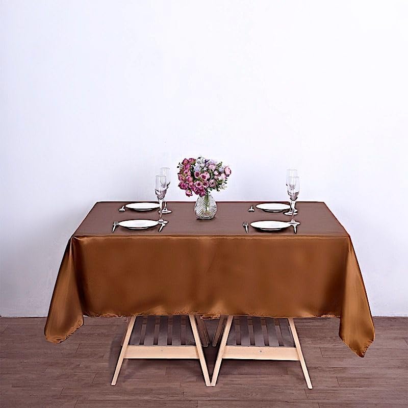 10 pcs 72x72 inch Cinnamon Brown Square Tablecloth Satin Fabric Overlays Linens | Table Cloths Cover for Wedding Party Banquet Reception Events Decoration Kitchen Dining Events Kitchen Dining - Image 2