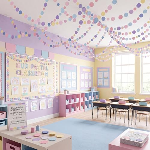 Outus 10 Pieces Dot Garland Banner Hanging, Pastel Rainbow Color - Image 4