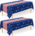 QZYL 2 Pack 4th of July Tablecloth, 54" x 108" American Plastic Table Cover, Disposable Red White Blue Tablecloths Fourth of July Table Cloth, Patriotic Party Supplies Independence Day Decorations by QZYL