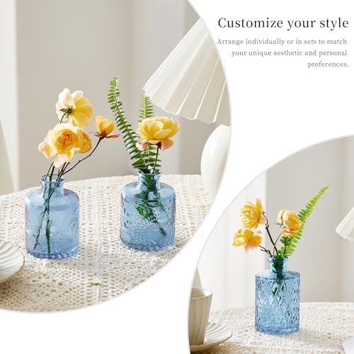 Glass Bud Vases Set of 32 - Blue Assorted Small Mini Glass Vases for Flowers, Crystal Vintage Vase Set, Bulk Centerpieces for Table Décor, Wedding, Home and Events (Blue, 32 Pcs) - Image 6