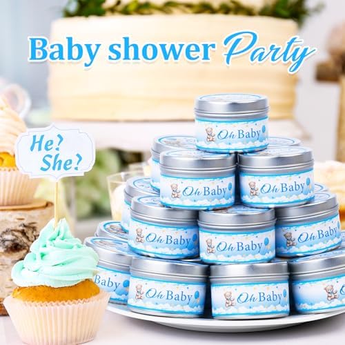 VISCOO 30 Pack Baby Shower Party Favors for Guests Prizes,Candles Blue - Image 6