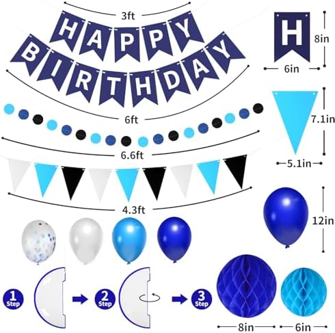 33 Packs Birthday Party Decorations Hanging Banner Circle Dot Triangles - Image 3
