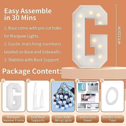 4FT Marquee Letters, Large Light Up Letters G for Grad Party Decor - Image 5