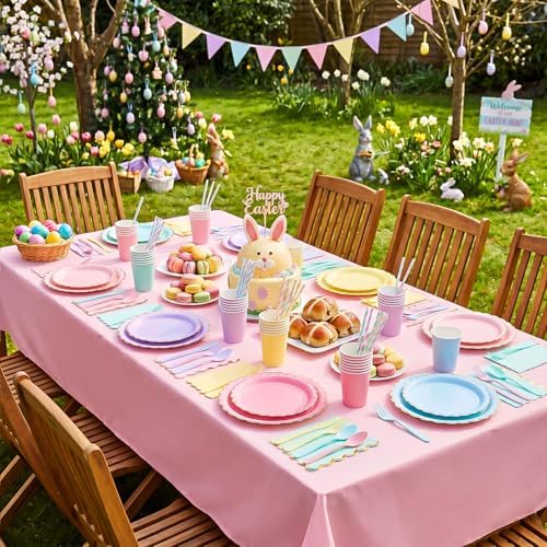 Vesici 452 Pcs Pastel Party Supplies Set for 50 Guests, 6 Colors - Image 2