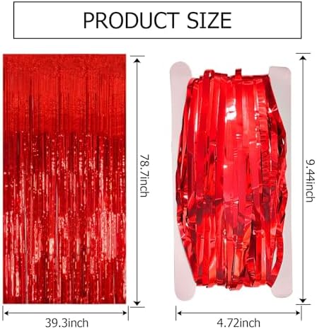 2 Pack Red Streamers Party Backdrop Christmas Decorations Foil Fringe Backdrop Curtains Carnival Casino Theme Birthday New Year Holiday Celebration Bachelorette Party Decorations Supplies - Image 7