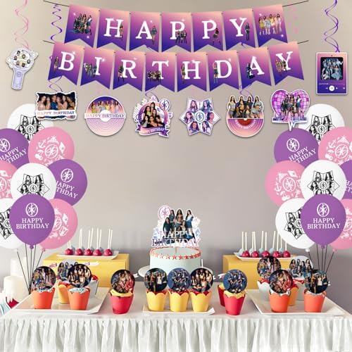 Birthday Party Decorations Singer Themed Party Supplies Set with Happy Birthday Banner, Balloons, Hanging Swirls Cake Toppers and Cupcake Toppers for Fans Birthday Party - Image 6
