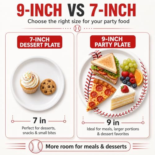 40 Pcs Baseball Plates and Napkins Set, Large 9 Inch Party Plates - Image 3