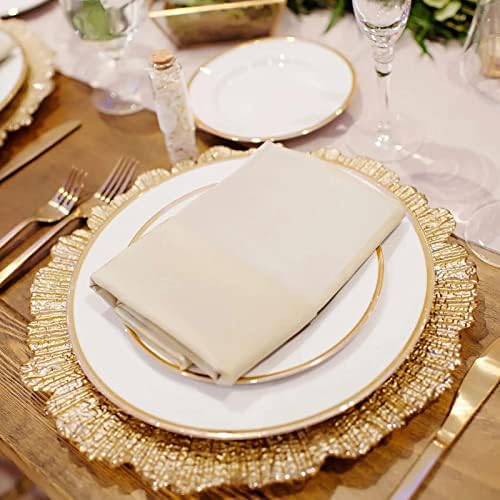 MAONAME Gold Charger Plates Set of 12, Reef Plate Chargers for Dinner Plate, Round Plastic Table Chargers for Thanksgiving, Christmas - Image 4
