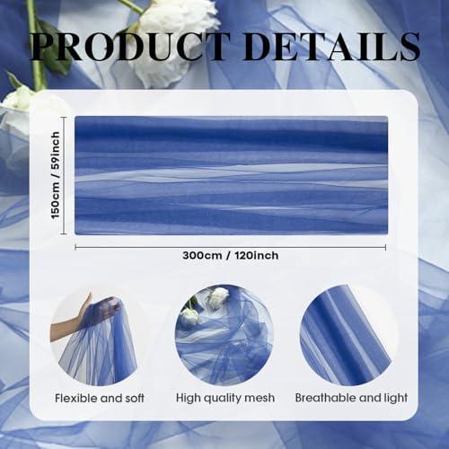 Artoid Mode Navy Blue Gauze Table Runner 120 Inch 10FT, Seasonal Sheer Kitchen Dining Holiday Wedding Birthday Baby Shower Table Decor for Home Party - Image 6