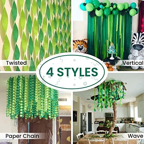 PartyWoo Lime Green Gold Crepe Paper Streamers 6 Rolls 492 FT - Image 6