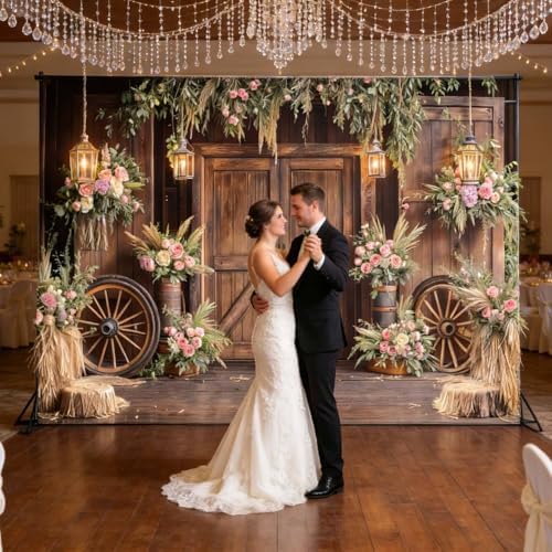 Barn Door Backdrop for Photography Western Cowboy Backdrop Wild West Theme Background Rustic Cowgirl Party Banner for Farm Rodeo Wedding Birthday Party Photo Shoot Supplies, 5X4 Ft - Image 2