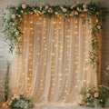 Champagne Tulle Backdrop Curtain with Lights for Decor, 10x8FT by Unknown