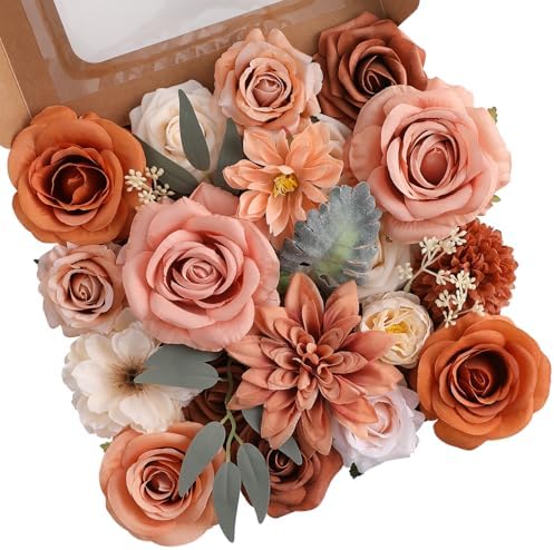 Floweroyal Artificial Flowers Fake Rose Flowers Dahlia with Stems for DIY Wedding Bridal Bouquets, Baby Shower, Floral Arrangement, Table Centerpieces, Home Decorations by FloweroyalCrafts