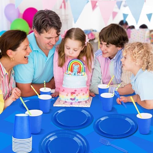 229PCS Blue Party Supplies Set Disposable Paper Plates Cups - Image 5
