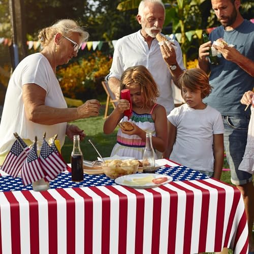 4 Pack American Flag Tablecloths, Plastic Disposable Patriotic Table Covers - Image 6