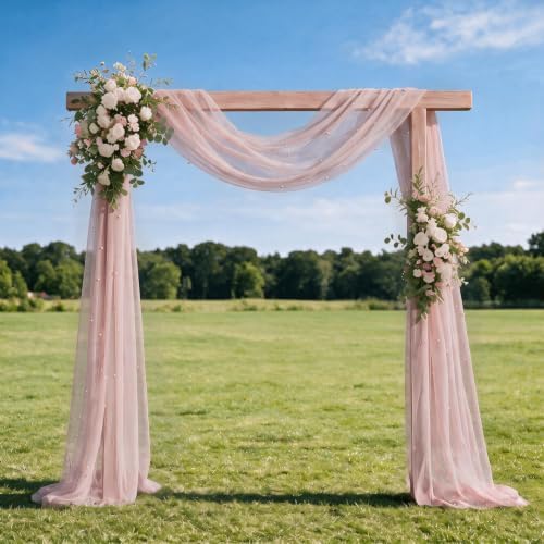 Artoid Mode 6-Pack Pearl Pink Gauze Table Runner 10FT Home Decor - Image 3
