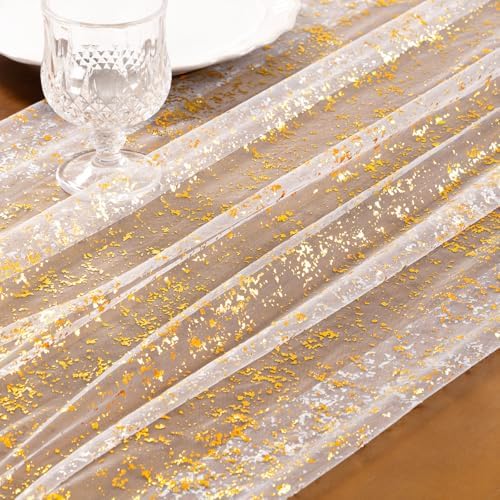 Gold Gauze Table Runner Glitter Fall Wedding Birthday Party Table Decor - Image 3