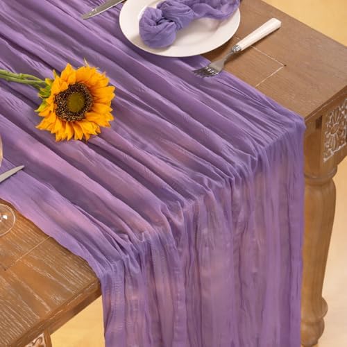 DeZerlor Purple Cheesecloth Table Runners 6 Pack Summer Boho Runners - Image 5