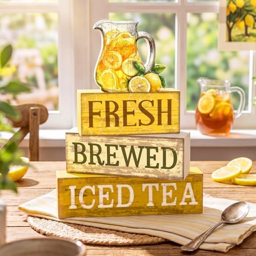 Moucuny 4 Pcs Summer Lemon Table Decorations Iced Tea Tiered Tray Decor - Image 2
