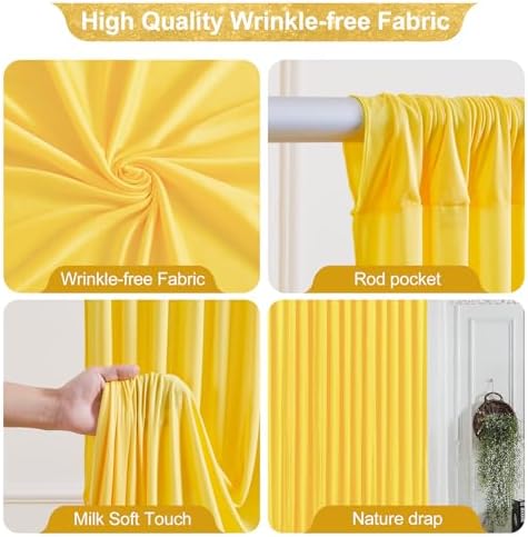 40x10FT Yellow Backdrop Curtains for Wedding Parties, Wrinkle Free Polyester Photography Backdrop Drapes for Wedding Baby Shower Birthday Parties Stage Background Stand Decorations 4x10ft,10 Panels - Image 2