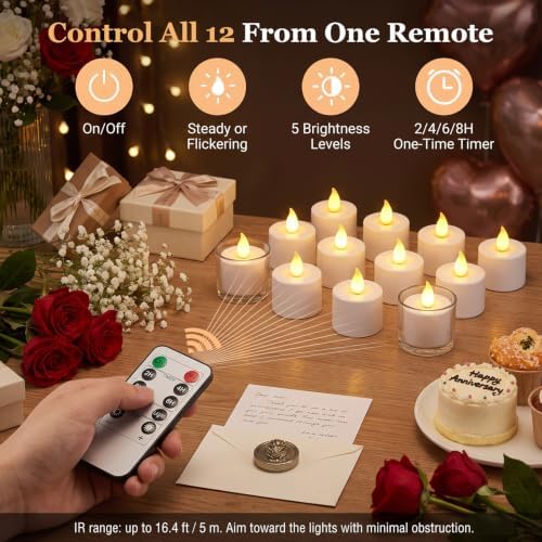 Fussion Rechargeable Tea Lights with Remote and Charging Dock, 12 Pack - Image 3