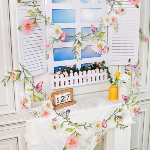 SUNBEAUTY 13FT Wildflower Garland Butterfly Daisy Banner Flower Garlands - Image 3