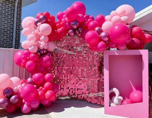 Pink Balloons Garland Arch Kit 170pcs, Hot Pink Metallic Pink Shades of Pink Valentine's Day Balloons for Birthday Wedding Princess Theme Engagements Baby Shower Party Decorations - Image 7