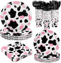 Kochorie 350 PCS Pink Cow Print Party Supplies Set for 50 Guests Includes Cowgirl Pink Cow Party Plates Cups Napkins Utensils for Western Birthday, Baby Shower, Bachelorette Disposable Tableware by Kochorie