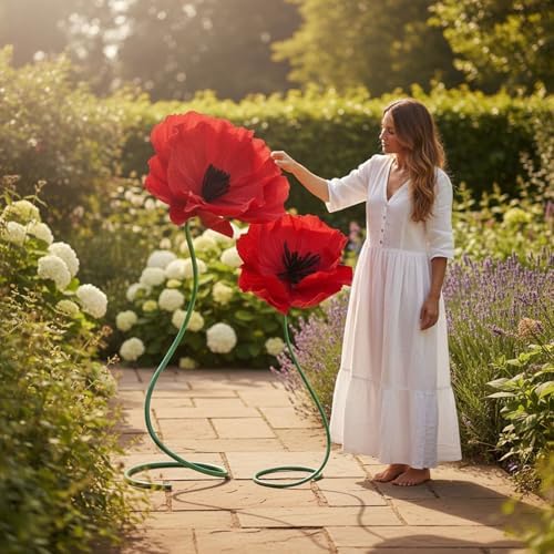 4 Pcs 5ft Giant Red Poppy Flower Back to School Decor - Image 5