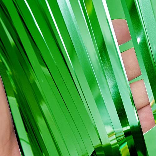 GOER 3.2 ft x 9.8 ft Metallic Tinsel Foil Fringe Curtains Party Photo Backdrop Party Streamers for St. Patrick's Day,Graduation,New Year Eve Decorations Christmas Wedding Decor (Green,5 Packs) - Image 6