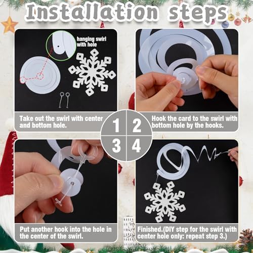 Snowflake Decorations, Christmas Hanging Decor, 30 Glitter Snowflake Swirls - Image 4