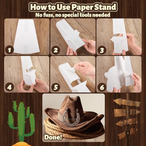 Fovths 15 Pcs Western Cowboy Rodeo Party Decoration Kit Trunk or Treat Car Decor Large Backdrop Hay Bales Boxes Inflatable Cactus Barrel Cardboard Photo Prop Decor for Western Birthday Theme Party - Image 5
