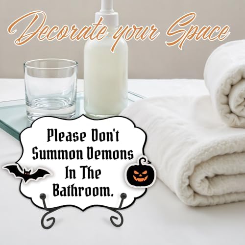 Halloween Table Sign 5x7 Inch Decor, Rustic Party Centerpiece with Metal Stand & 2 DIY Stickable Wood Decor, Freshly Bood Coffee Table Decoration for Home & Party Display - B08 - Image 3