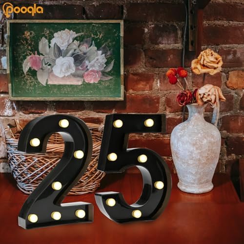 Pooqla Black Light Up Numbers, 25th Birthday Decorations for Men - Image 2