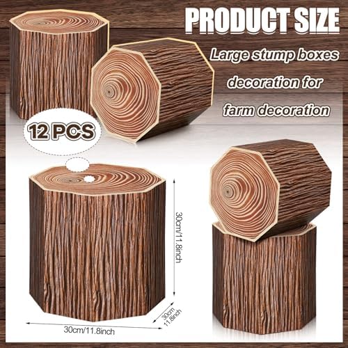 Fullhawl 12 Pcs 3D Tree Stump Boxes, Vbs Fake Wood Centerpieces - Image 3