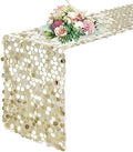 Pufogu 12 x 108 Inch Sequin Table Runner, Champagne Glitter Premium Big Sequin Table Runner, Rectangle Table Runners for Halloween, Christmas, Wedding Party, Birthday Party, Banquet Decor (1 Pack). by Pufogu